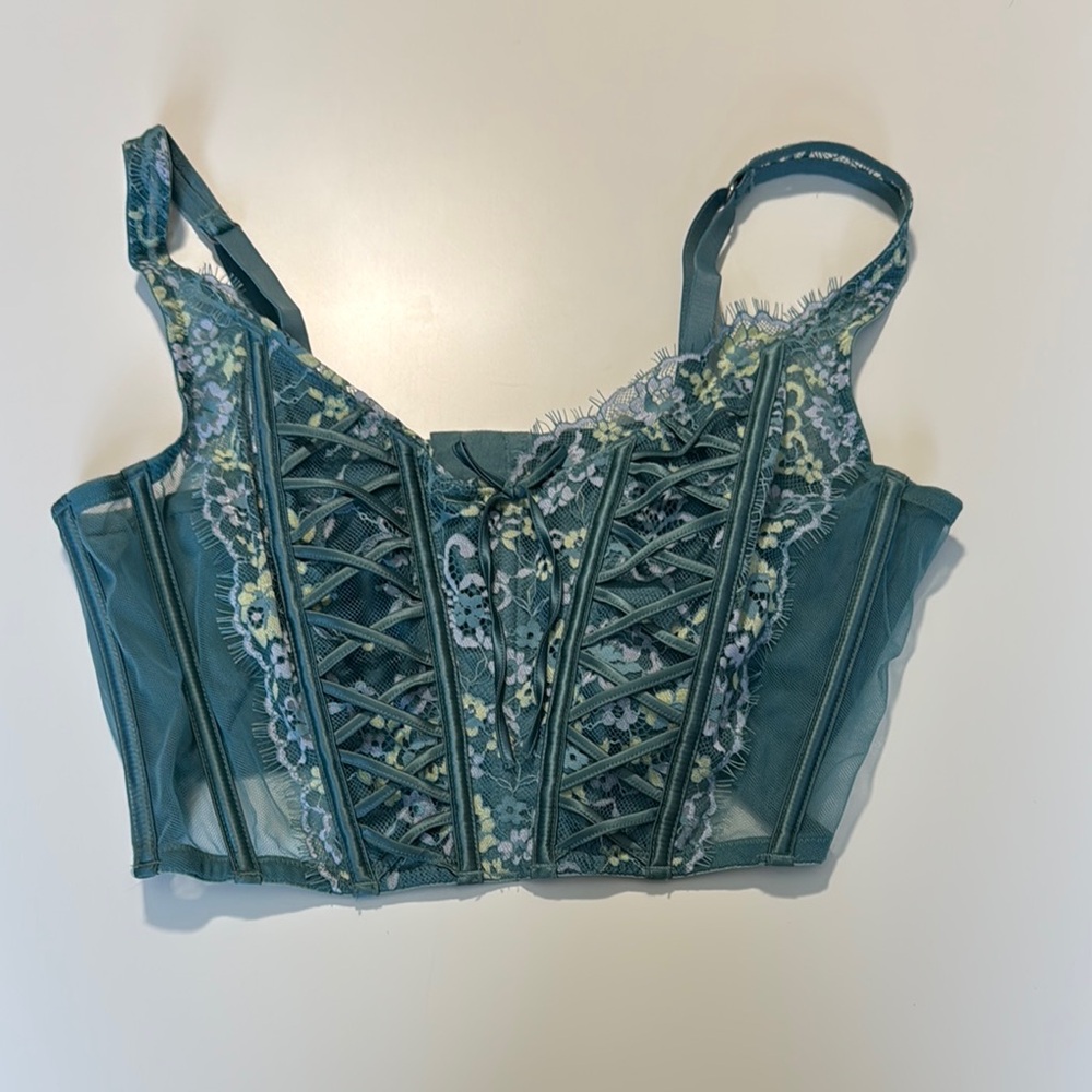 Victoria's Secret Teal Lace-Up Bra